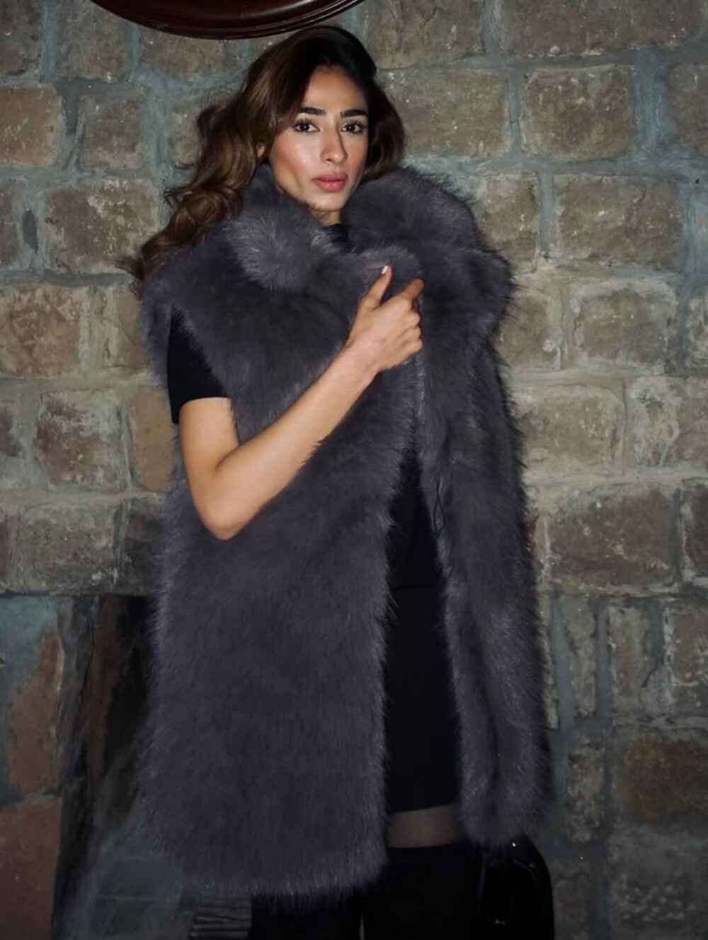 Zara Faux Fur Vest Coat Grey Size XS/S